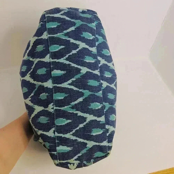 Stella & Dot Blue Diamond Printed Canvas Tote Bag - Picture 3 of 10